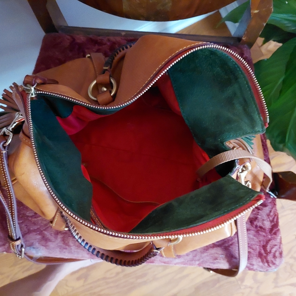 Dooney & Bourke Cognac Brown Leather Satchel - Picture 4 of 6